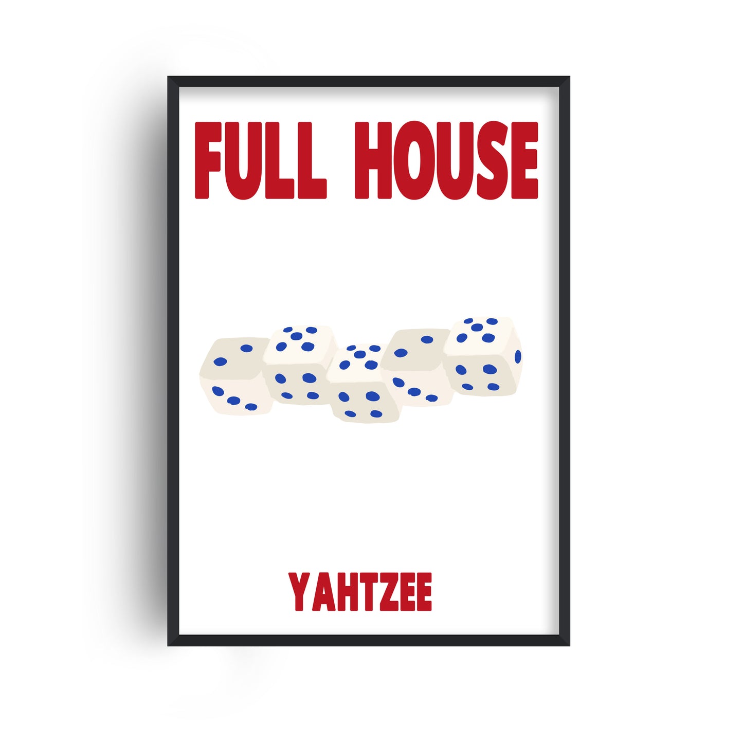 Full House Yahtzee Dice Retro Game  Giclée Art Print