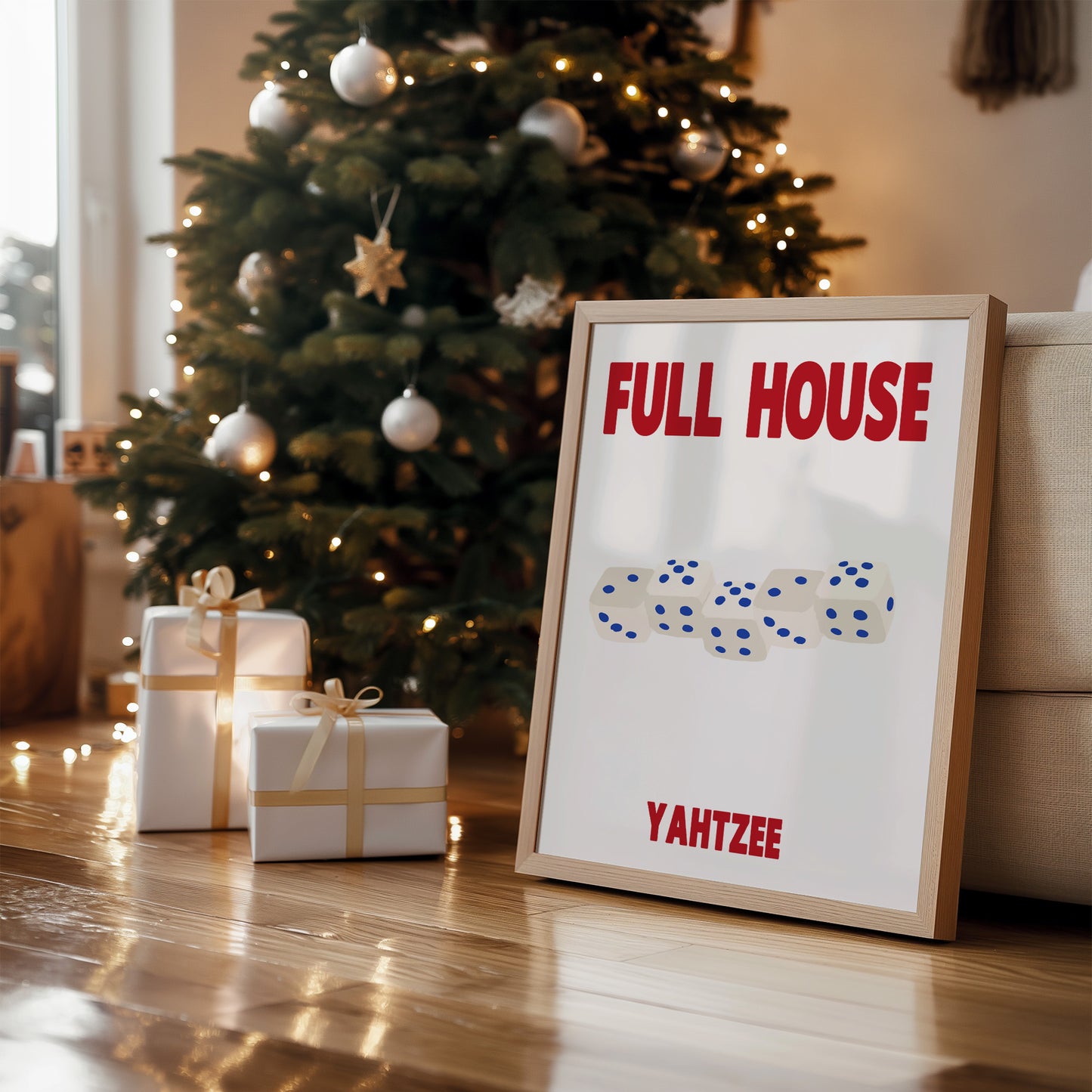 Full House Yahtzee Dice Retro Game  Giclée Art Print