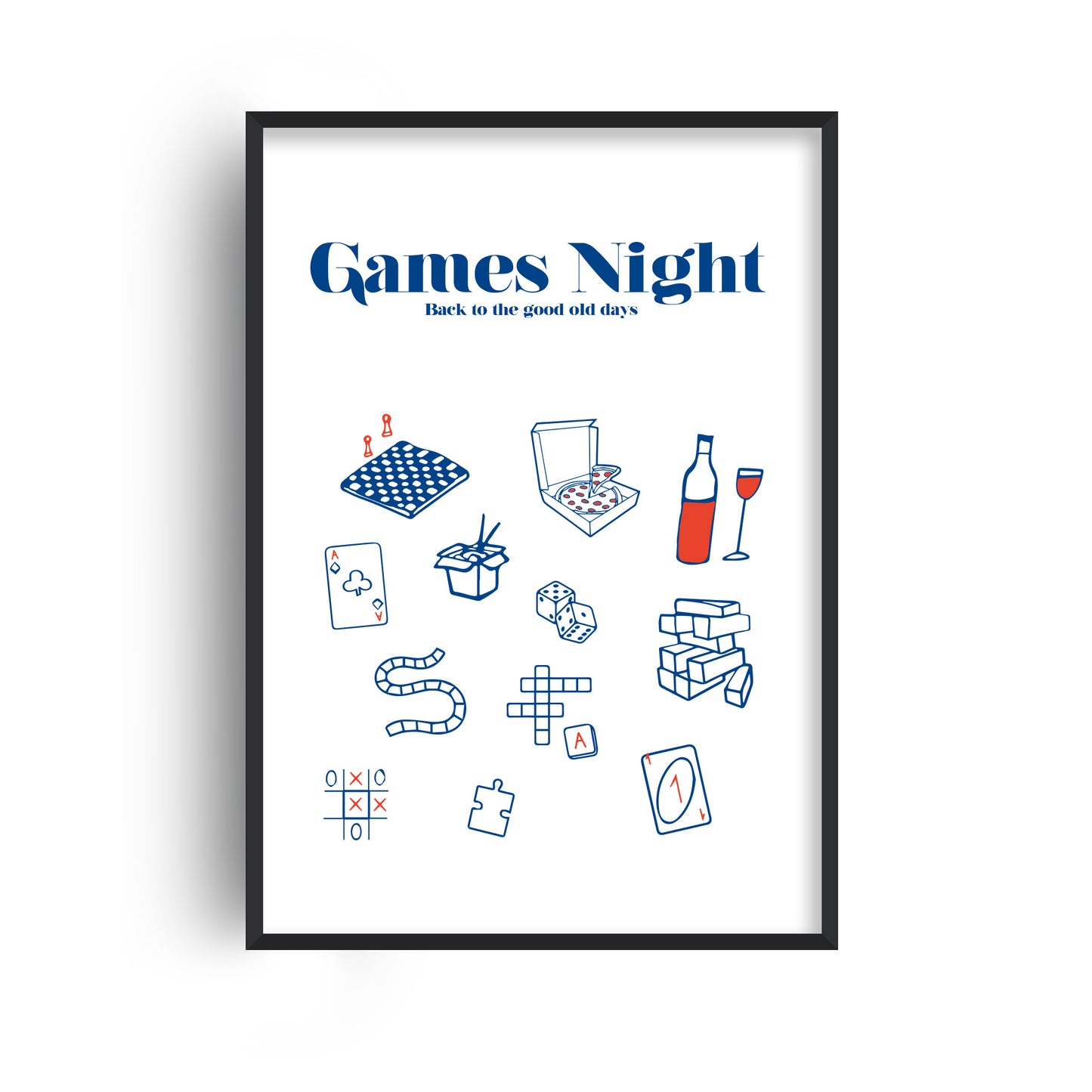 Games Night illustrated Retro Game Giclée Art Print