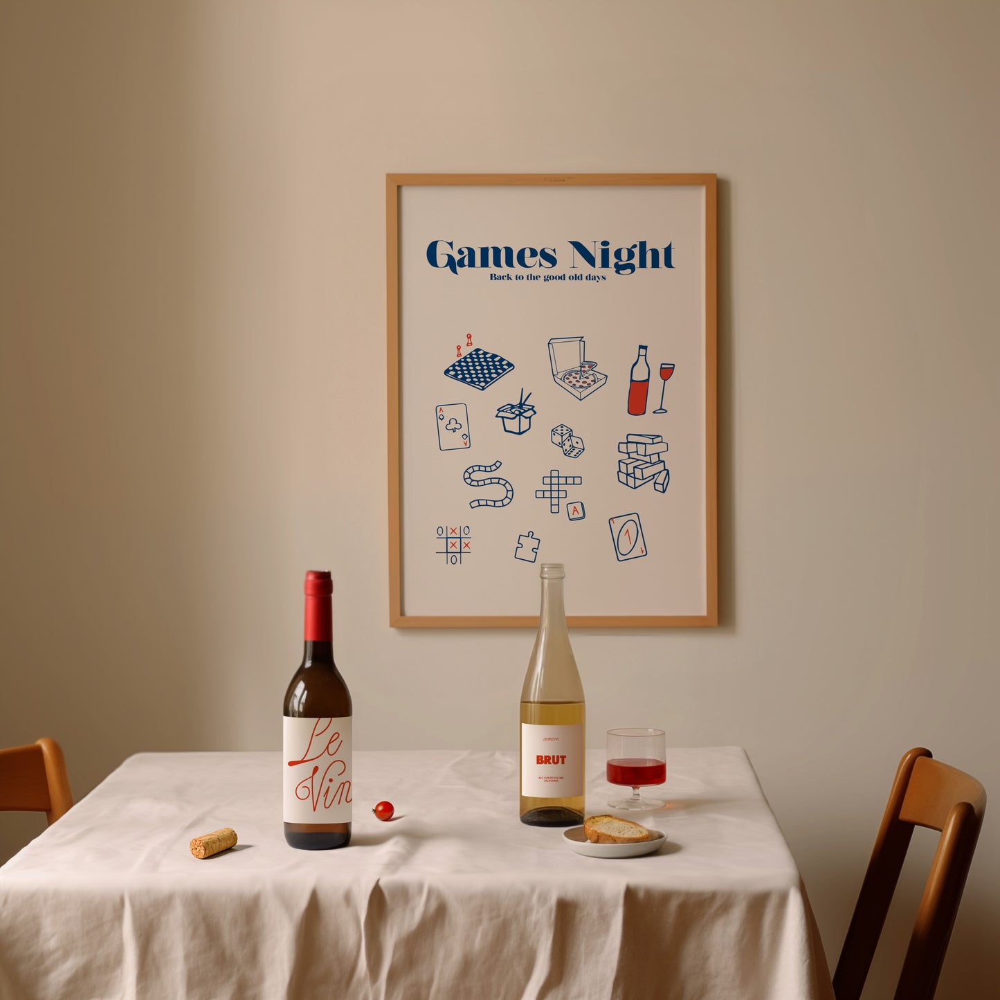 Games Night illustrated Retro Game Giclée Art Print