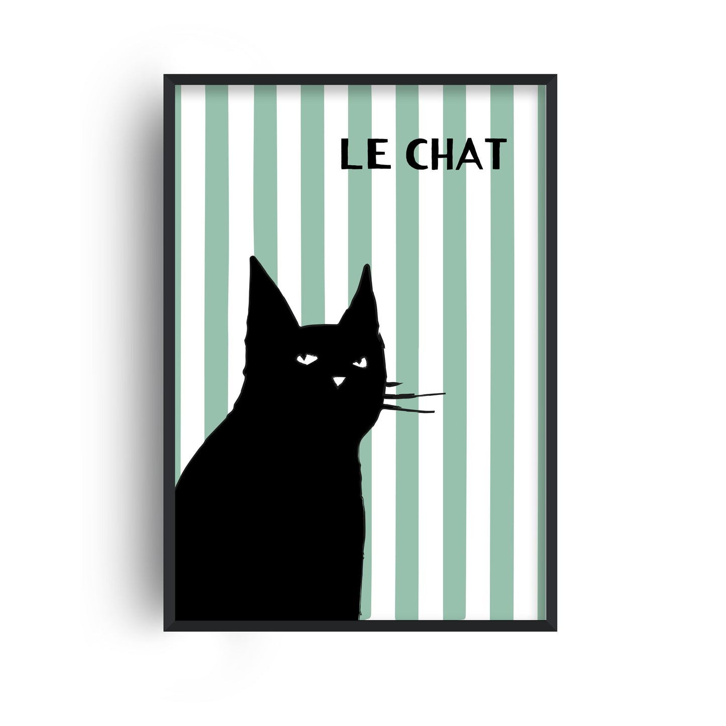 Le Chat (Cat) Striped Retro Giclée Art Print