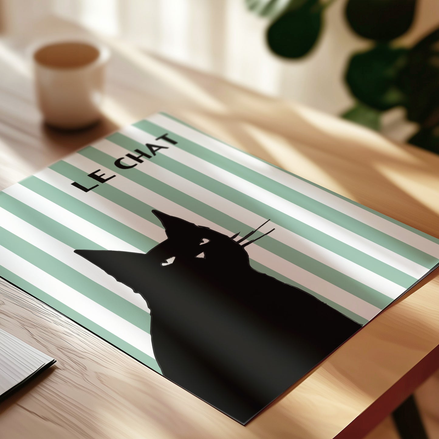 Le Chat (Cat) Striped Retro Giclée Art Print