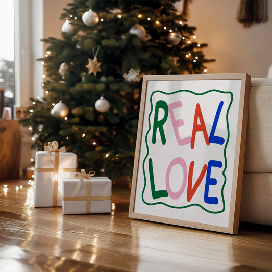 Real Love Retro Music Christmas Giclée Art Print