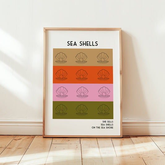 Sea shells Giclée retro Art Print